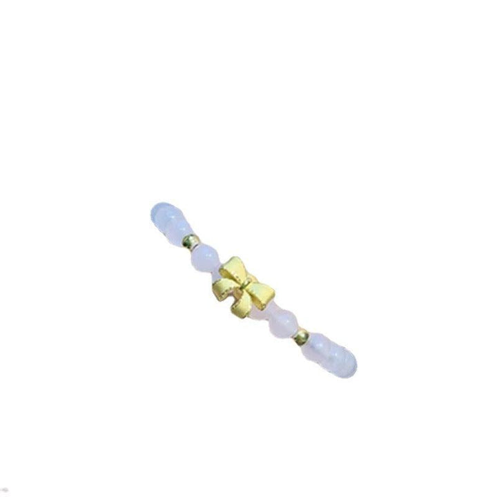 14k Gold Bow And Tian Qingyu Bracelet - Trendha