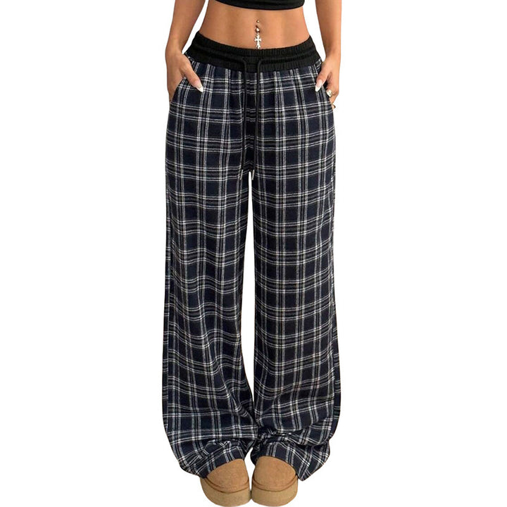 Retro Plaid Loose Casual Pants Fashion Sports Straight Pants