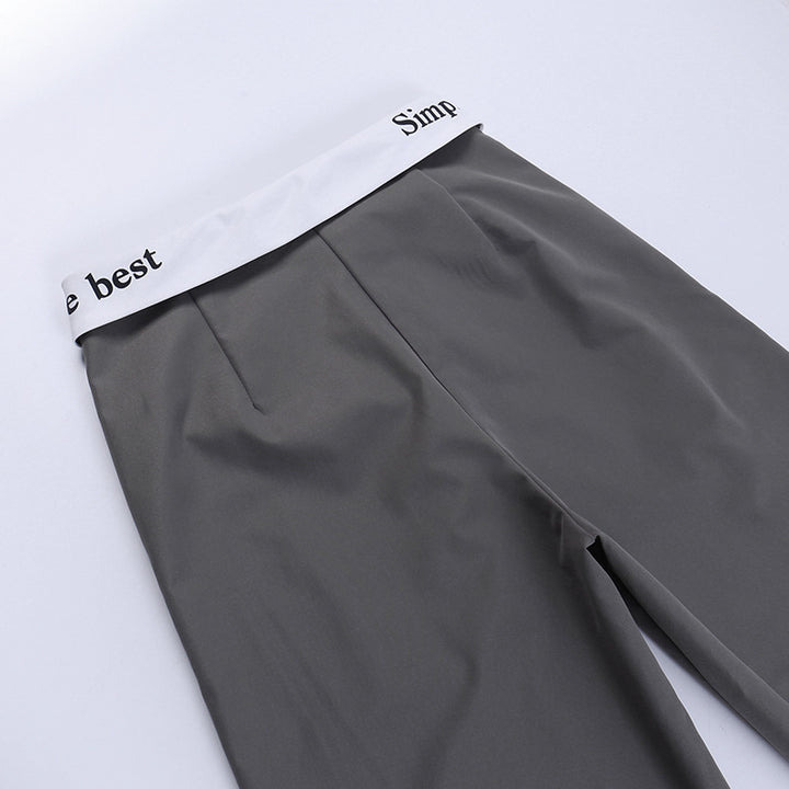 Knitted High Waist Contrast Color Loose Trousers