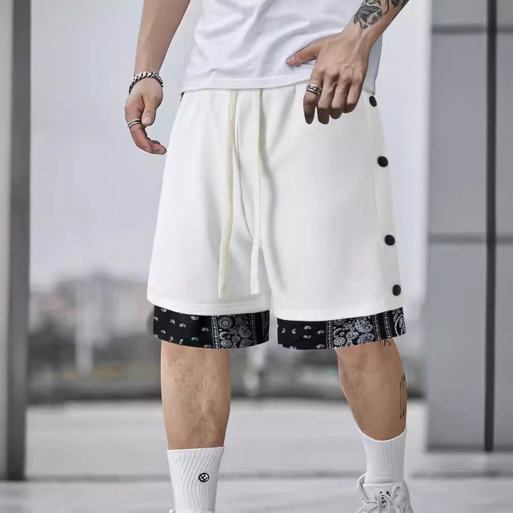 Slim Fit Drawstring Double Breasted Cropped Pants For Men