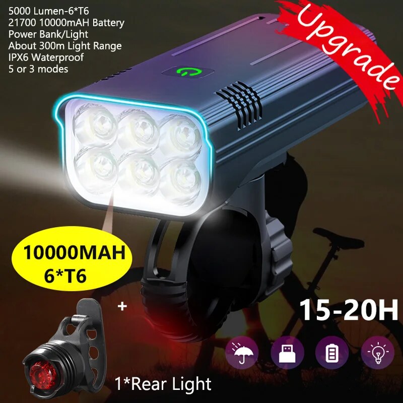 UltraBright 5000 Lumens USB Rechargeable Bike Light