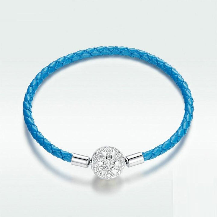 925 Silver Braided Blue Leather Rope Basic Single Chain - Trendha