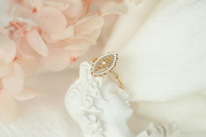 925 Silver Inlay Natural Dish Shell Zircon Ring For Women - Trendha