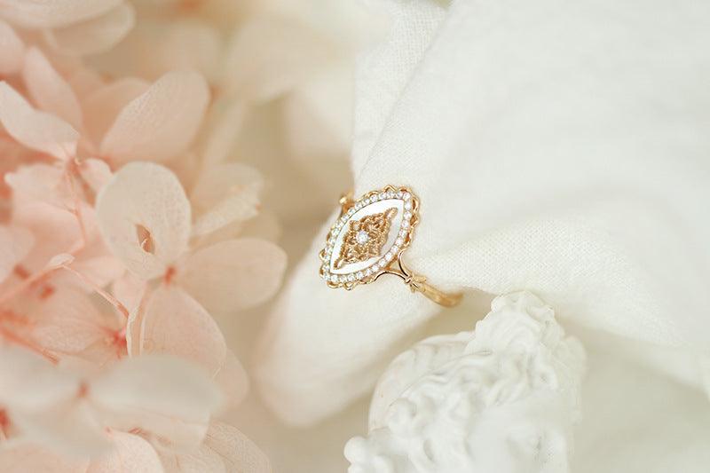 925 Silver Inlay Natural Dish Shell Zircon Ring For Women - Trendha