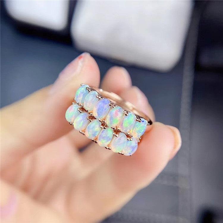 925 Silver Natural Opal Ring - Trendha