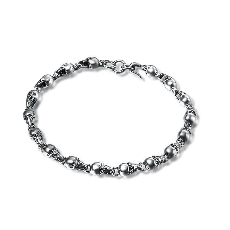 925 Sterling Silver Fashion Trendy Jewelry Vintage Thai Silver Skull Bracelet Personality Female Student Thin Chain - Trendha