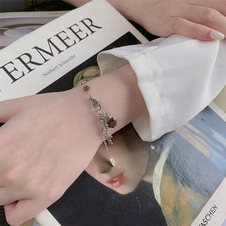 925 Sterling Silver Heavy Industry Crown Love Bracelet Retro Simple - Trendha