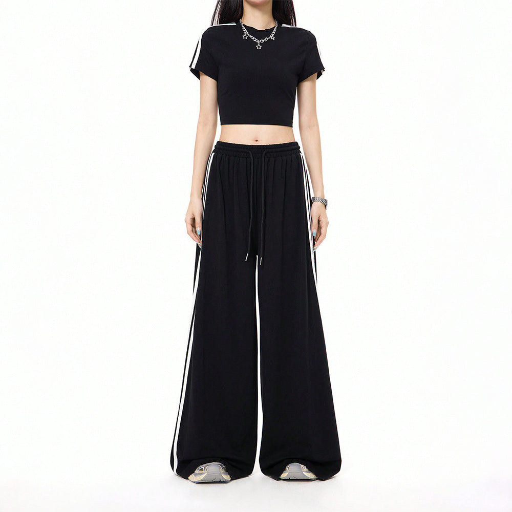 Sports Style Wide-leg Casual Pants Loose Draggle-tail Trousers