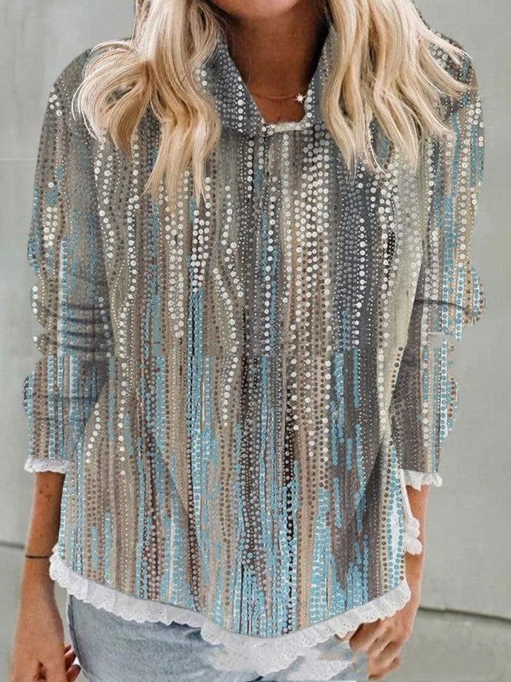 Abstract Printing Hooded Long Sleeve Sweater - Trendha