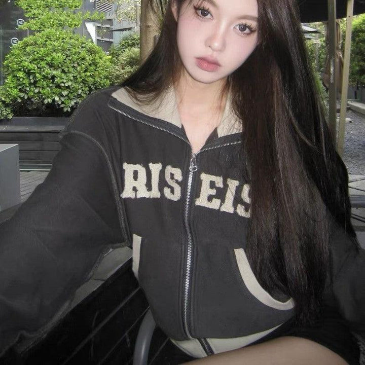 American Retro Loose Fitting Sweater Jacket For Women - Trendha