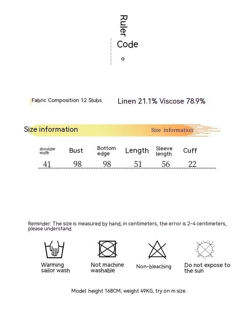 Artistic Retro Contrast Color Design Cotton And Linen New Round Neck Loose Shirt - Trendha