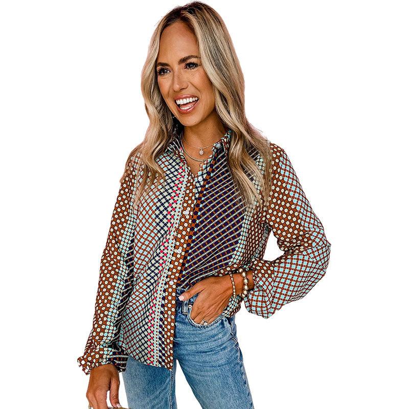 Autumn New Loose Printed Shirt European And American Leisure Commuter's All-matching Button Long Sleeve - Trendha
