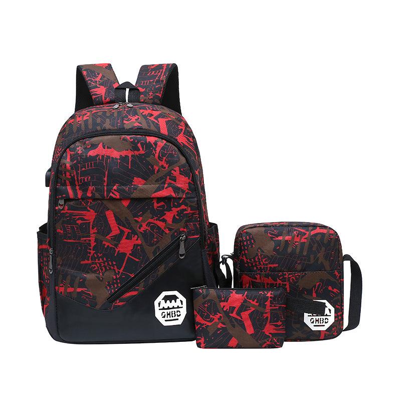 Backpack Flower Material Trendy Three-in-one Schoolbag - Trendha