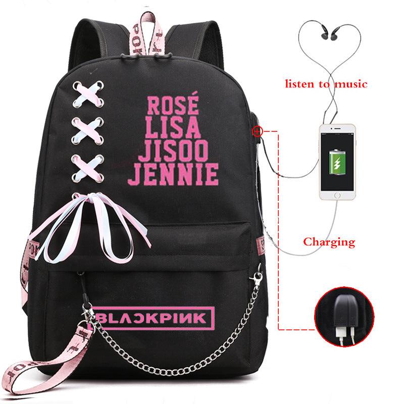 Backpack Korean Style USB Charging Student Female Large-capacity Backpack - Trendha