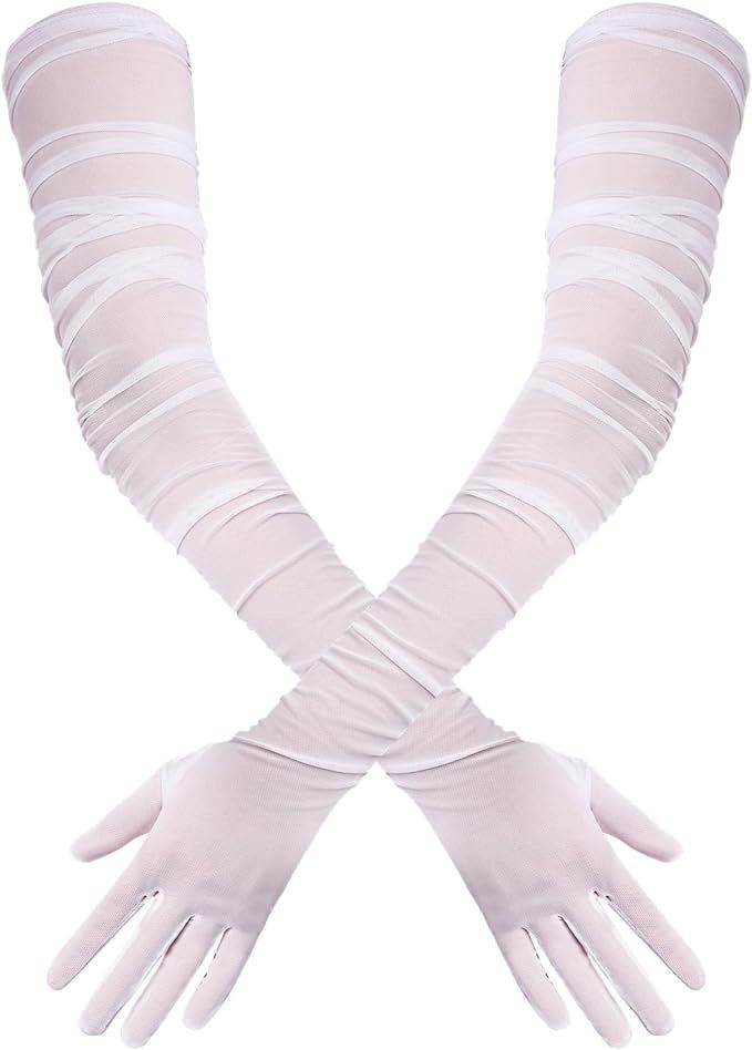 Women's Elegant Long Opera Gloves Mesh Gauze
