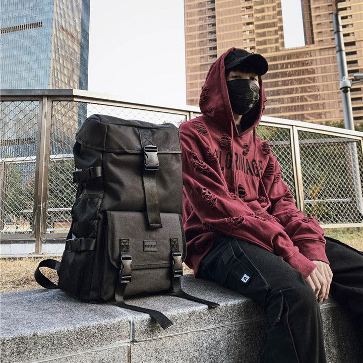 Black Large Capacity Travel Tooling Backpack - Trendha