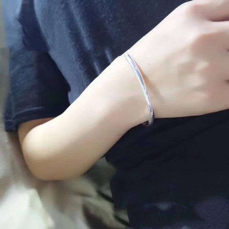 Bracelet Glossy Pole Sterling Silver 999 Fracture Single Ring - Trendha