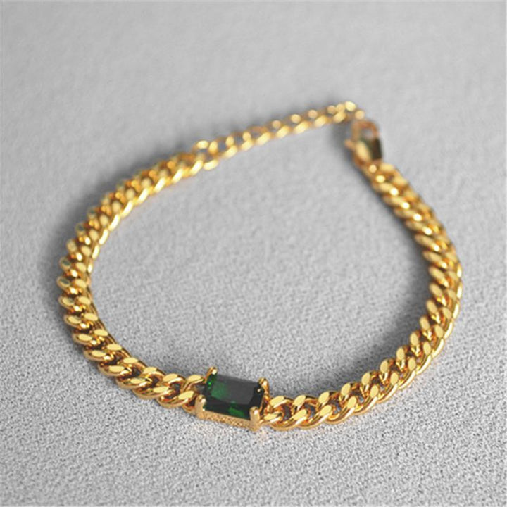 Chain Red Emerald Vintage Bracelet - Trendha