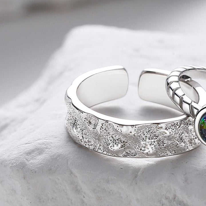 Couple's Sterling Silver Pair Versatile Glass Ring - Trendha