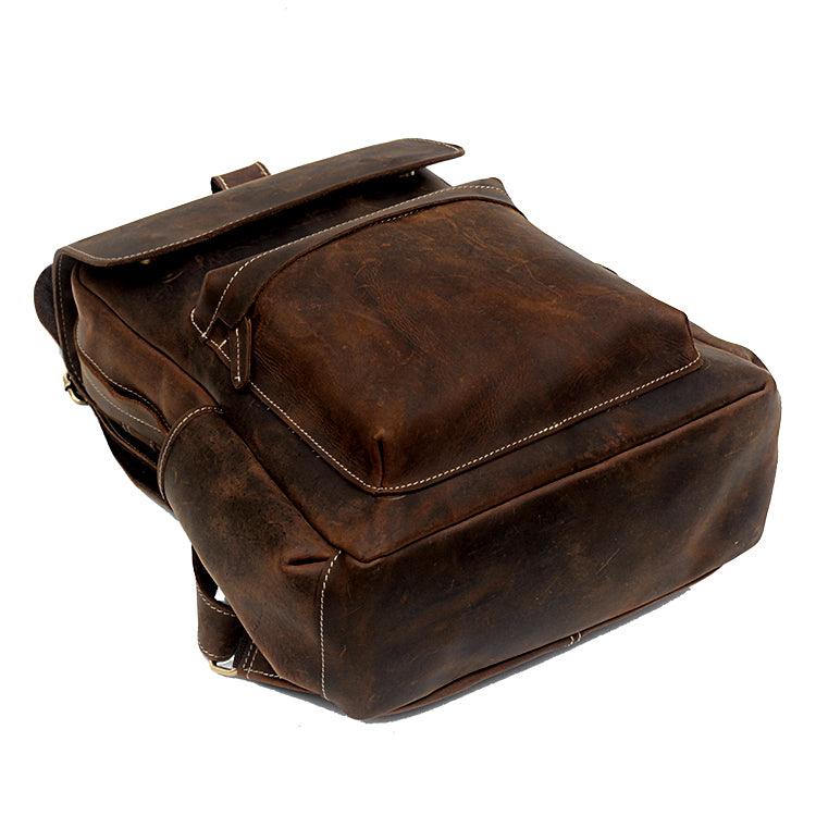 Crazy Horse Men's Leather Korean Style Backpack Retro - Trendha