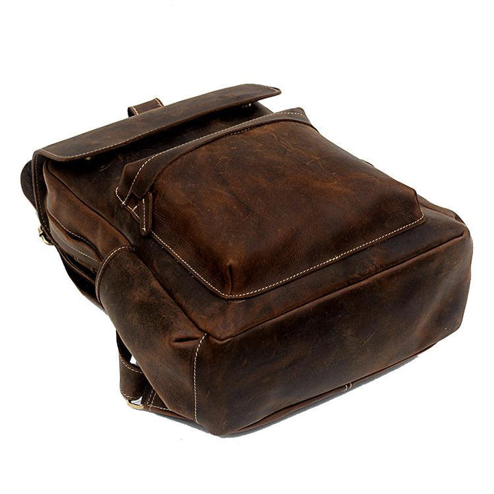 Crazy Horse Men's Leather Korean Style Backpack Retro - Trendha