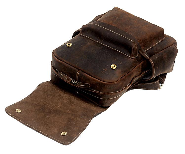 Crazy Horse Men's Leather Korean Style Backpack Retro - Trendha