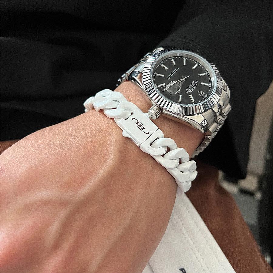 Cuban Bracelet With Three Dimensional Buckle - Trendha