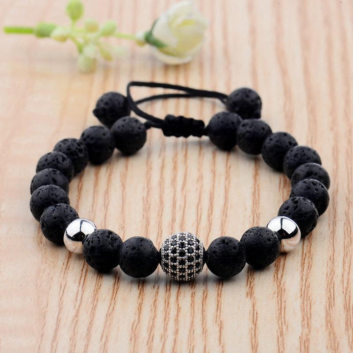 CZ Zircon Pave Lava Weaving Bracelet Men Beads - Trendha