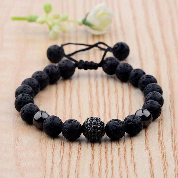CZ Zircon Pave Lava Weaving Bracelet Men Beads - Trendha
