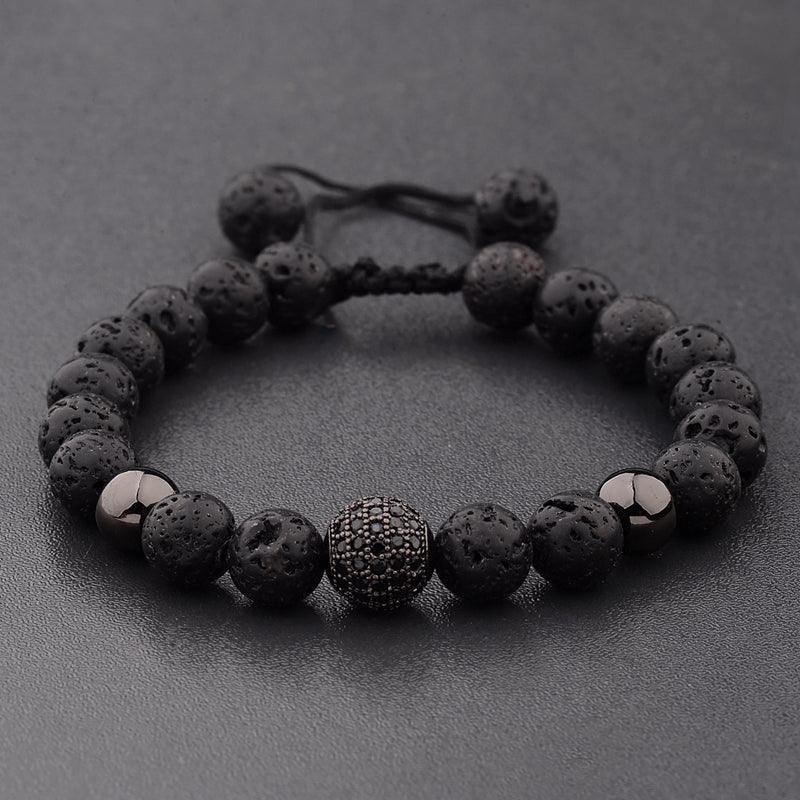 CZ Zircon Pave Lava Weaving Bracelet Men Beads - Trendha