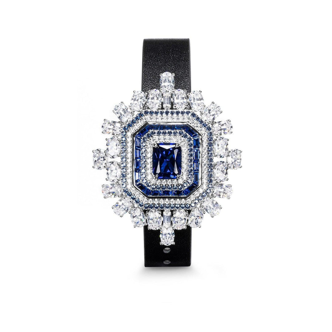 Elegant Sapphire And Diamond Watch With Necklace - Trendha