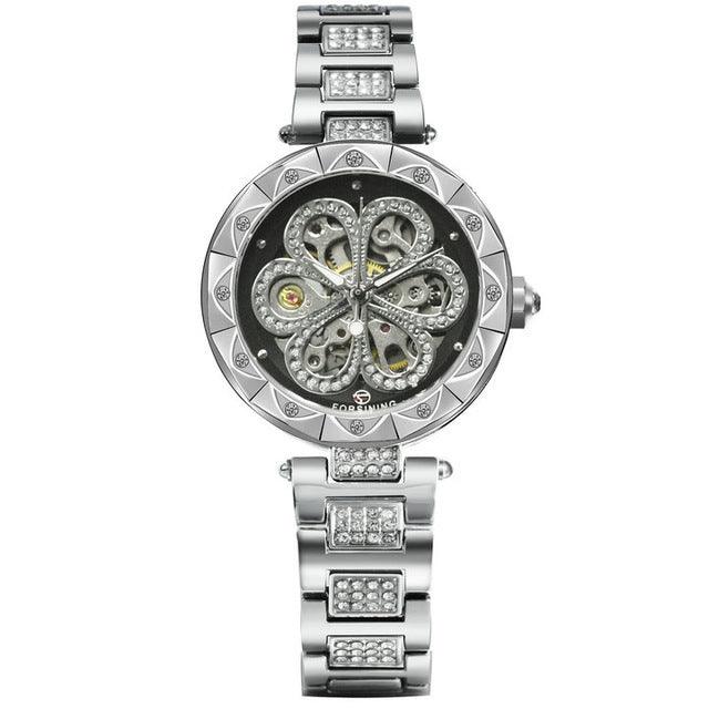 European And American Ladies Fashion Casual Rhinestone Hollow Mechanical Waterproof - Trendha