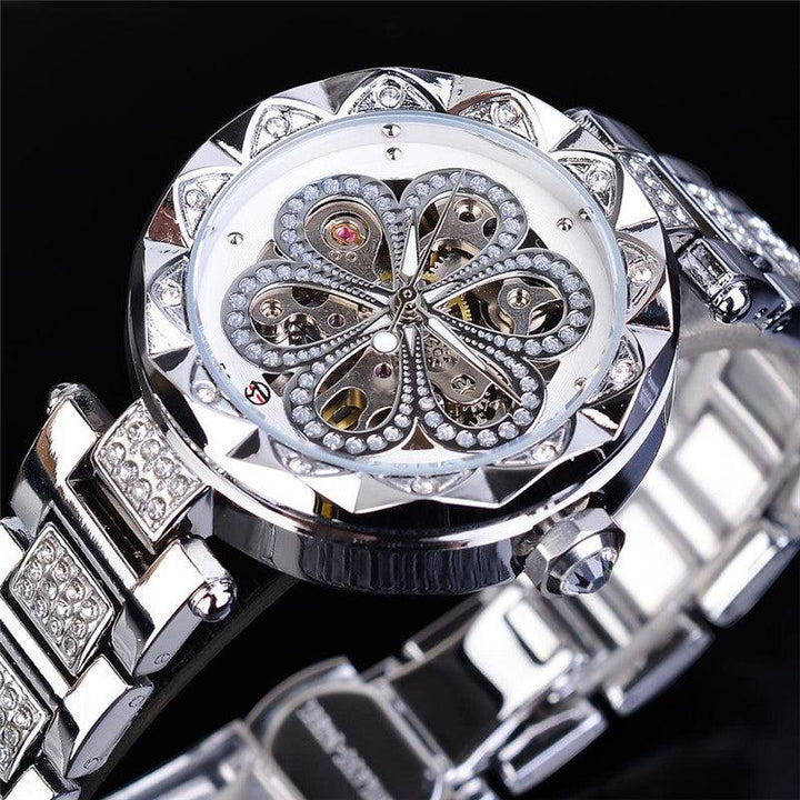 European And American Ladies Fashion Casual Rhinestone Hollow Mechanical Waterproof - Trendha
