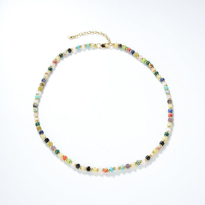 European And American Multi Gem Turquoise Shoushan Stone Necklace - Trendha