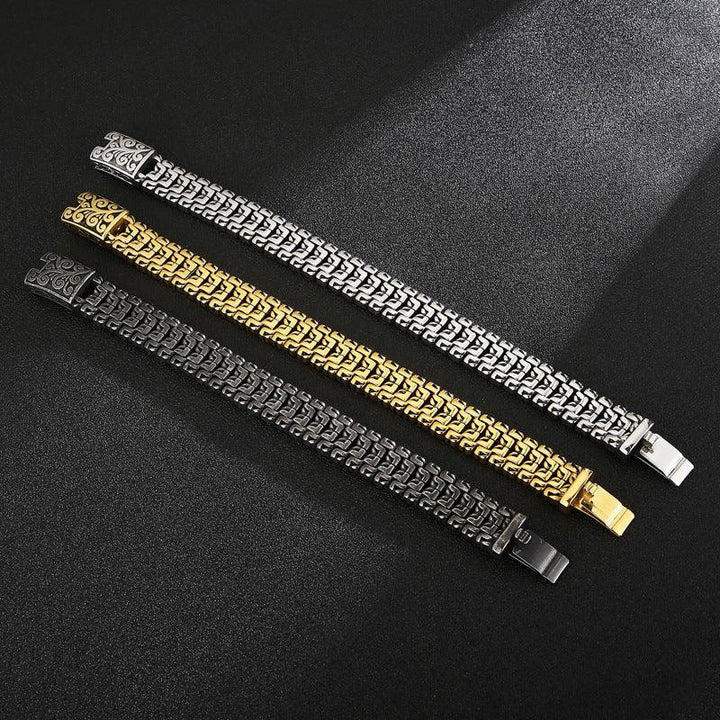 European And American Popular Simplicity Domineering Personalized Hip Hop Flower Men's Titanium Steel Bracelet - Trendha