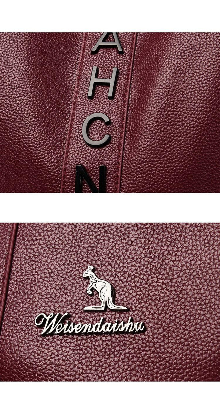 Fashion Backpack Women's Casual Letter Large Capacity Pu Soft Leather Lightweight Travel Bag - Trendha