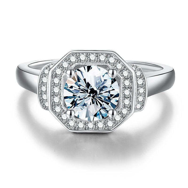 Fashion Moissanite Four Claw Square Ring - Trendha