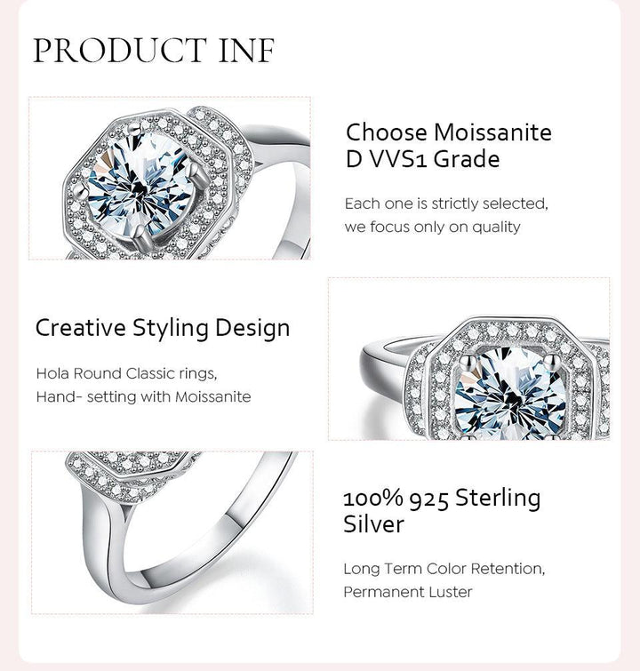 Fashion Moissanite Four Claw Square Ring - Trendha