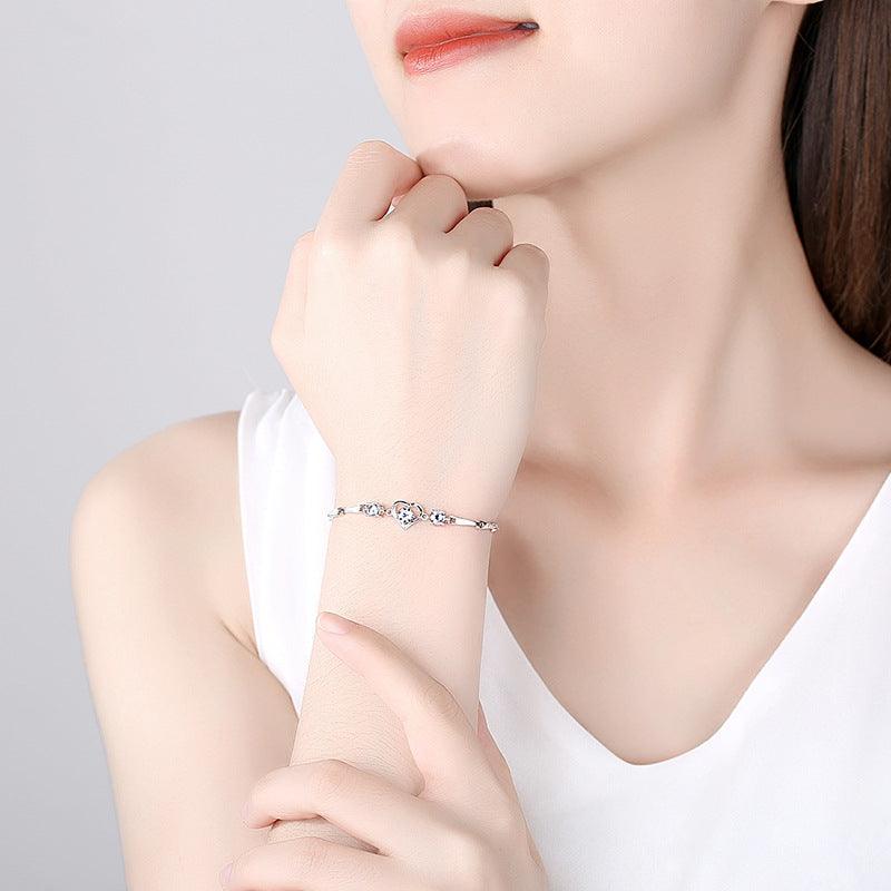 Fashion Sterling Silver Heart Bracelet Female - Trendha