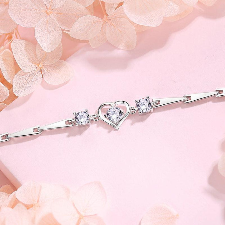 Fashion Sterling Silver Heart Bracelet Female - Trendha