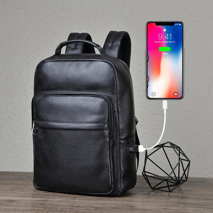 First Layer Cowhide Backpack Men's Business Computer Bag - Trendha