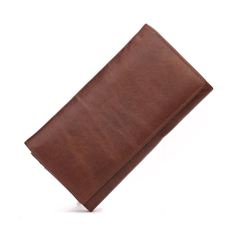 First Layer Leather Wallet Long Vintage Oil Wax - Trendha