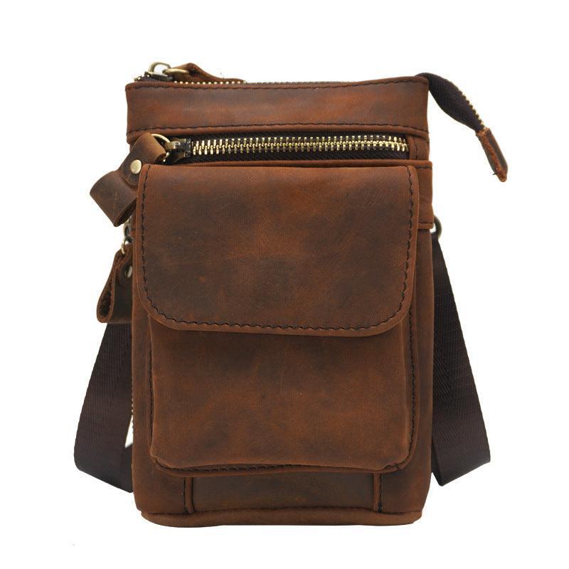 Genuine Leather Cell Phone Waist Bag Niche Simple Mini - Trendha