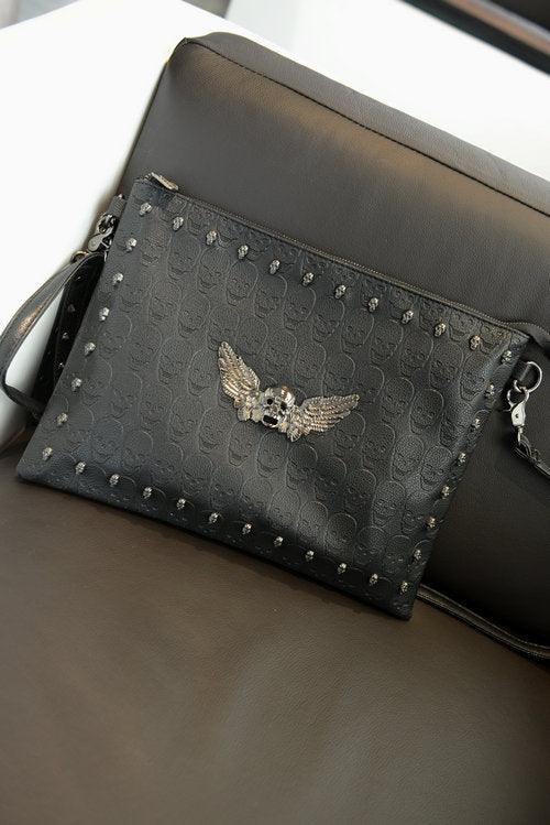 Ghost Head Skull Shoulder File Bag Rivets - Trendha