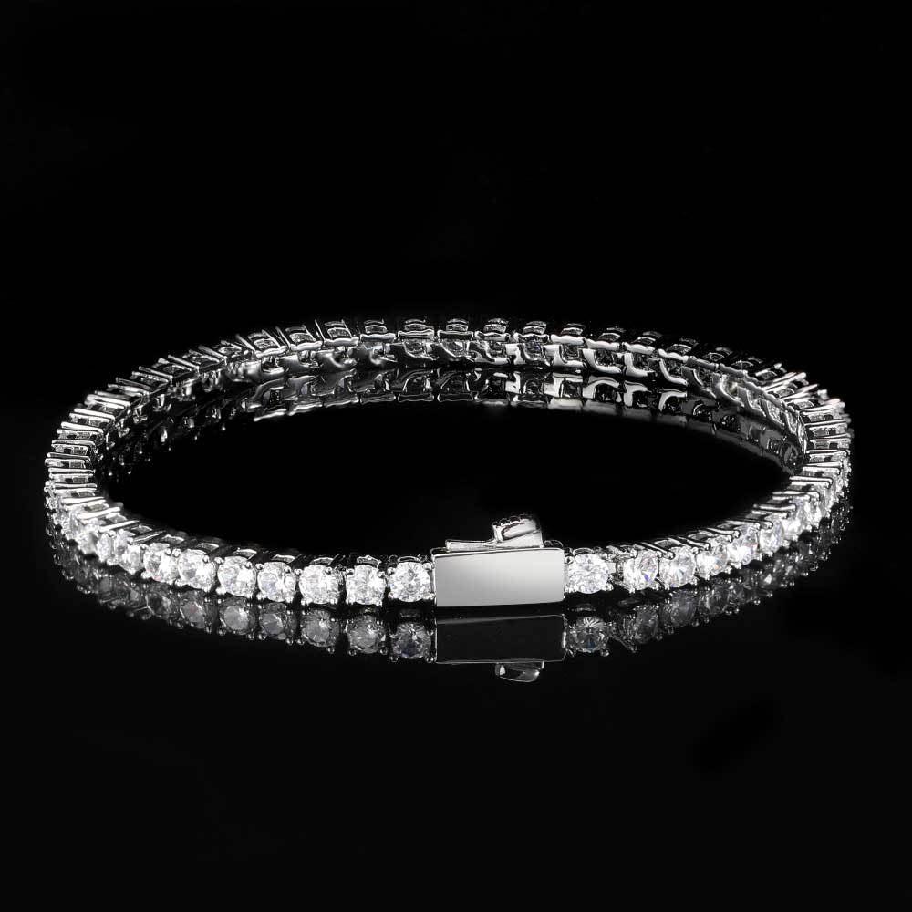 Hip Hop Spring Buckle Single Row Tennis Chain Bracelet - Trendha