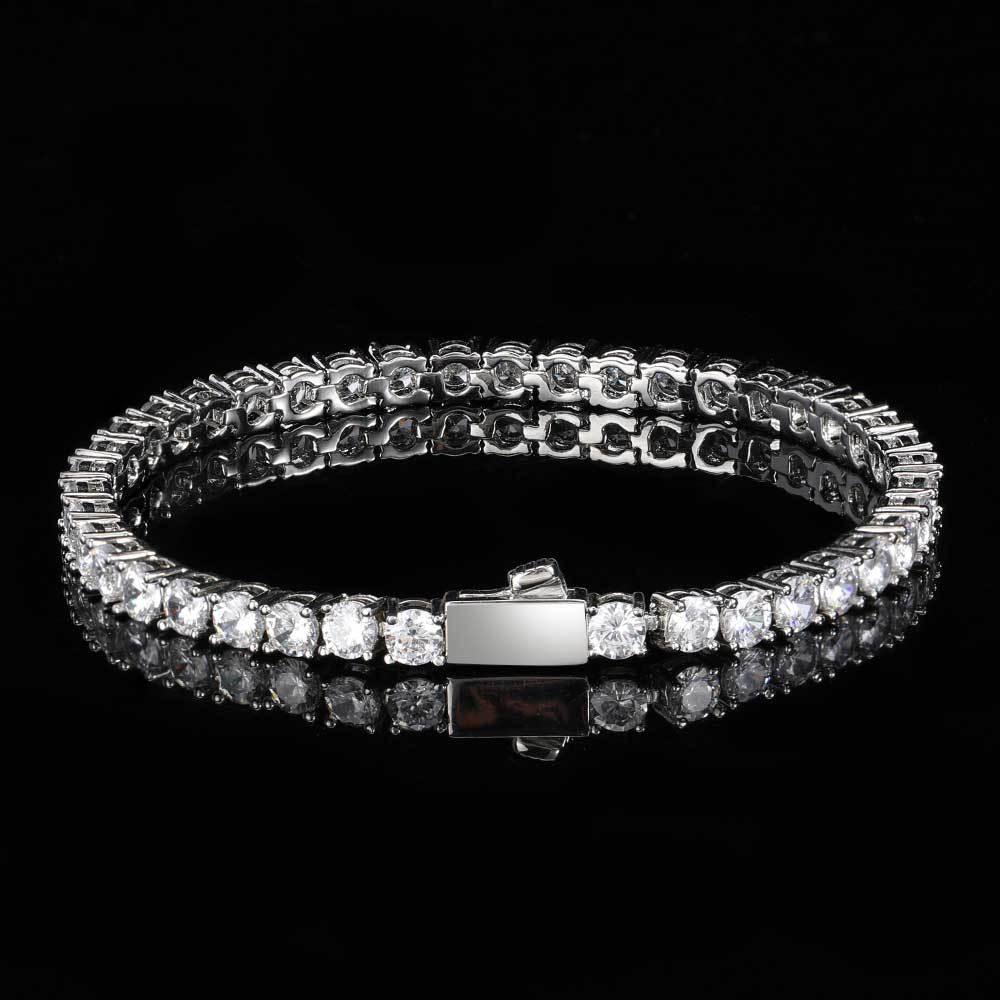 Hip Hop Spring Buckle Single Row Tennis Chain Bracelet - Trendha