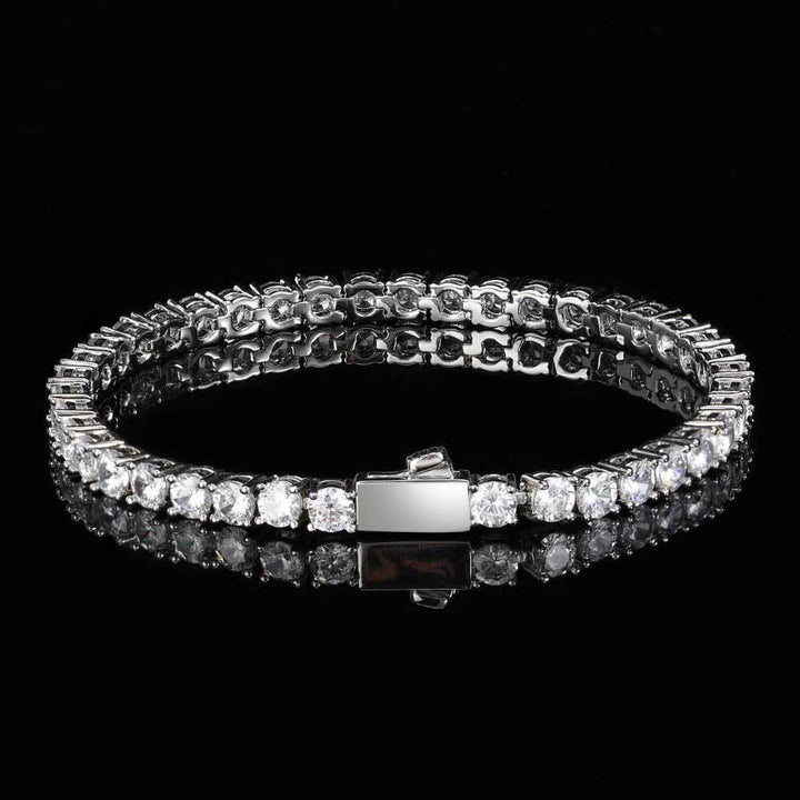 Hip Hop Spring Buckle Single Row Tennis Chain Bracelet - Trendha