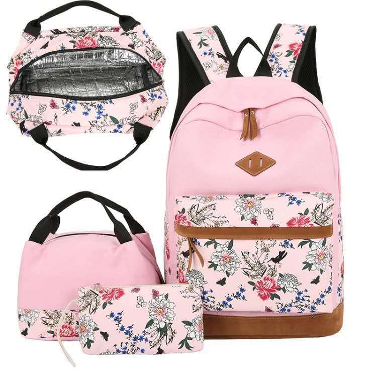 Japanese Style Backpack With Floral Shoulders - Trendha