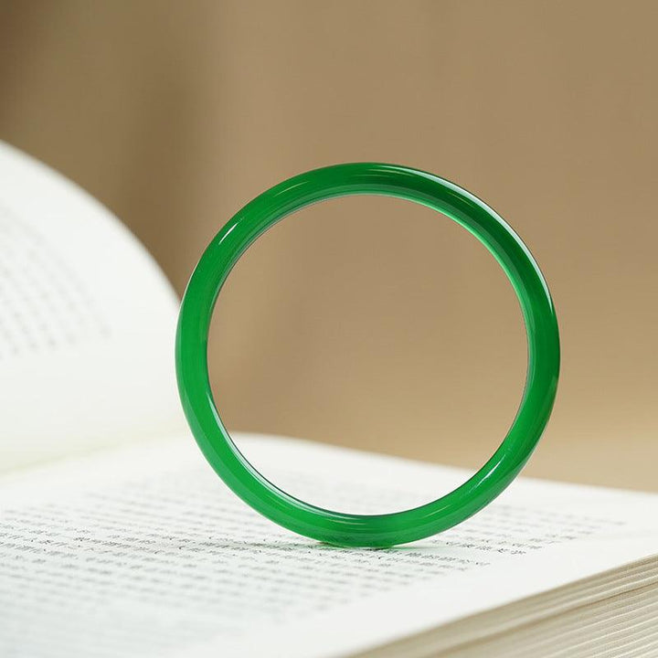 Jingle Bangle Female Natural Agate Chalcedony Bracelet Green Ice Seed Jade - Trendha