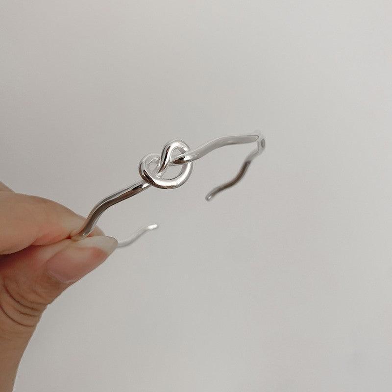 Knotted Heart Wave S925 Sterling Silver Bracelet - Trendha